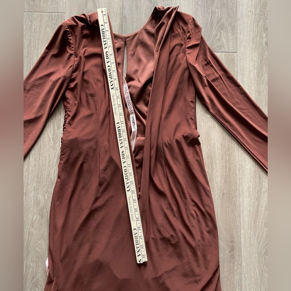 leena for Mac Duggal Keyhole Draped Gown Chocolate Brown Elegant Gown Women’s 10 - Picture 15 of 16